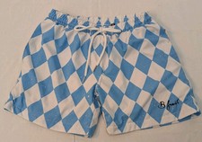 B Fresh Brand Men's Graphic Print Swim Shorts Swim Trunks Blue  White Size Med