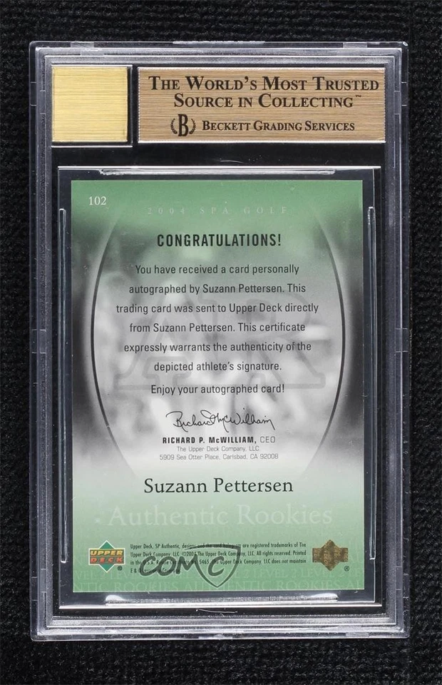 2004 SP Authentic 1058/1500 Suzann Pettersen BGS 9.5 GEM MINT Rookie Auto RC - Image 2 of 3