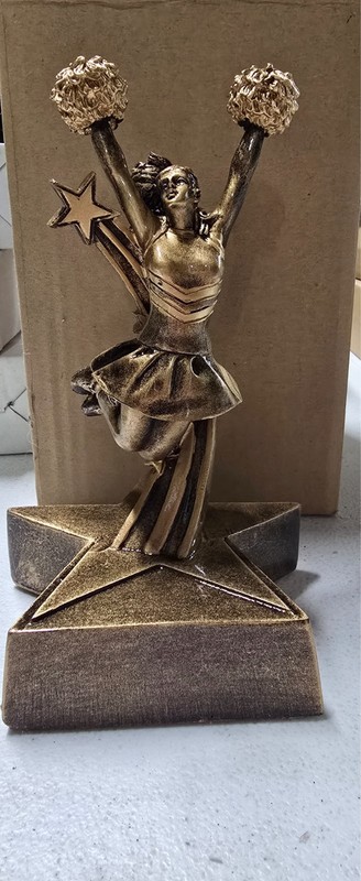 cheerleading resin - Superstar Resin - 6 1/2" tall - Gold w/ star base
