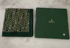 New ROLEX Scarf Green Beige with Case Handkerchief for Unisex Crown Logo
