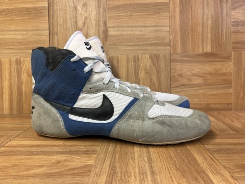 VNTG🔥 Nike 1989 Greco Wrestling Boots Blue White Gray Made in Korea - Picture 2 of 13