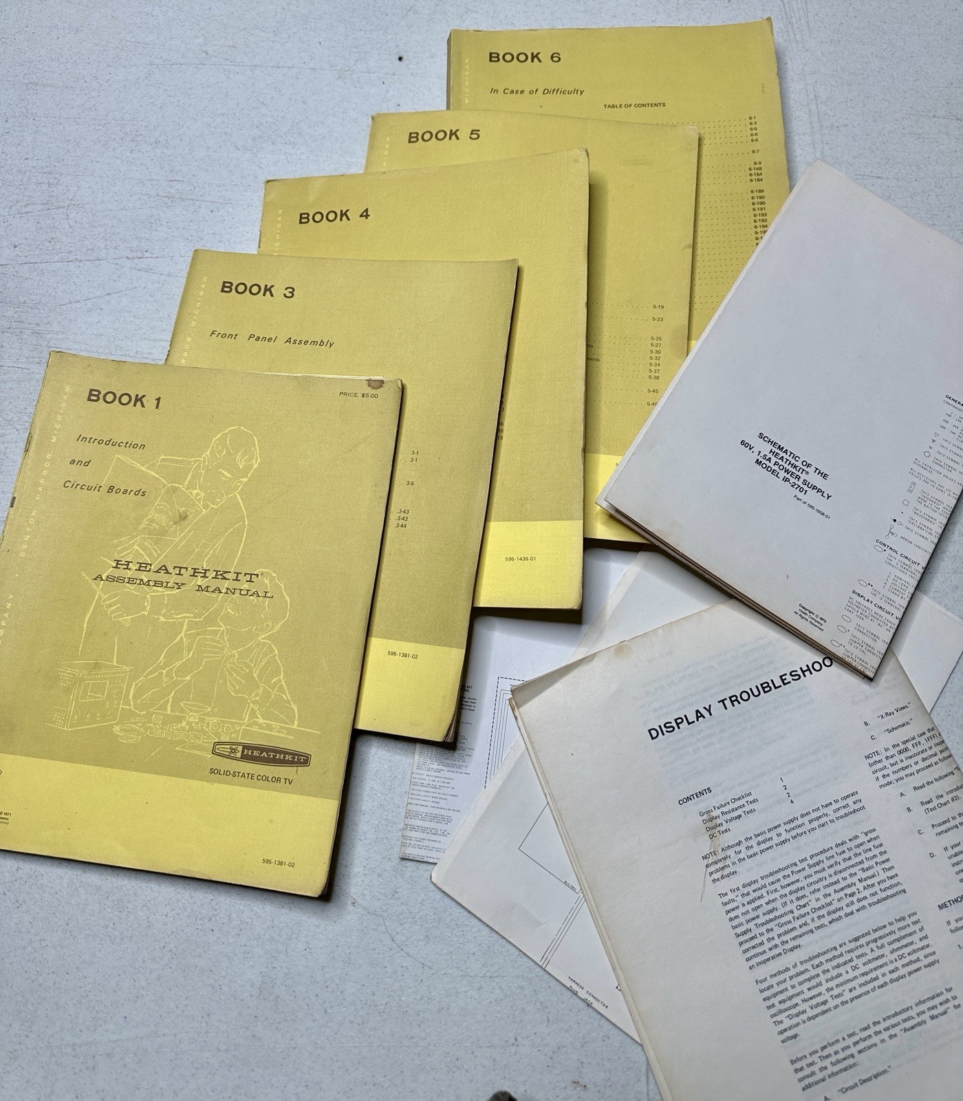 Heathkit Solid-State Color TV Manuals & Schematics Lot Books 1–6 + Foldouts