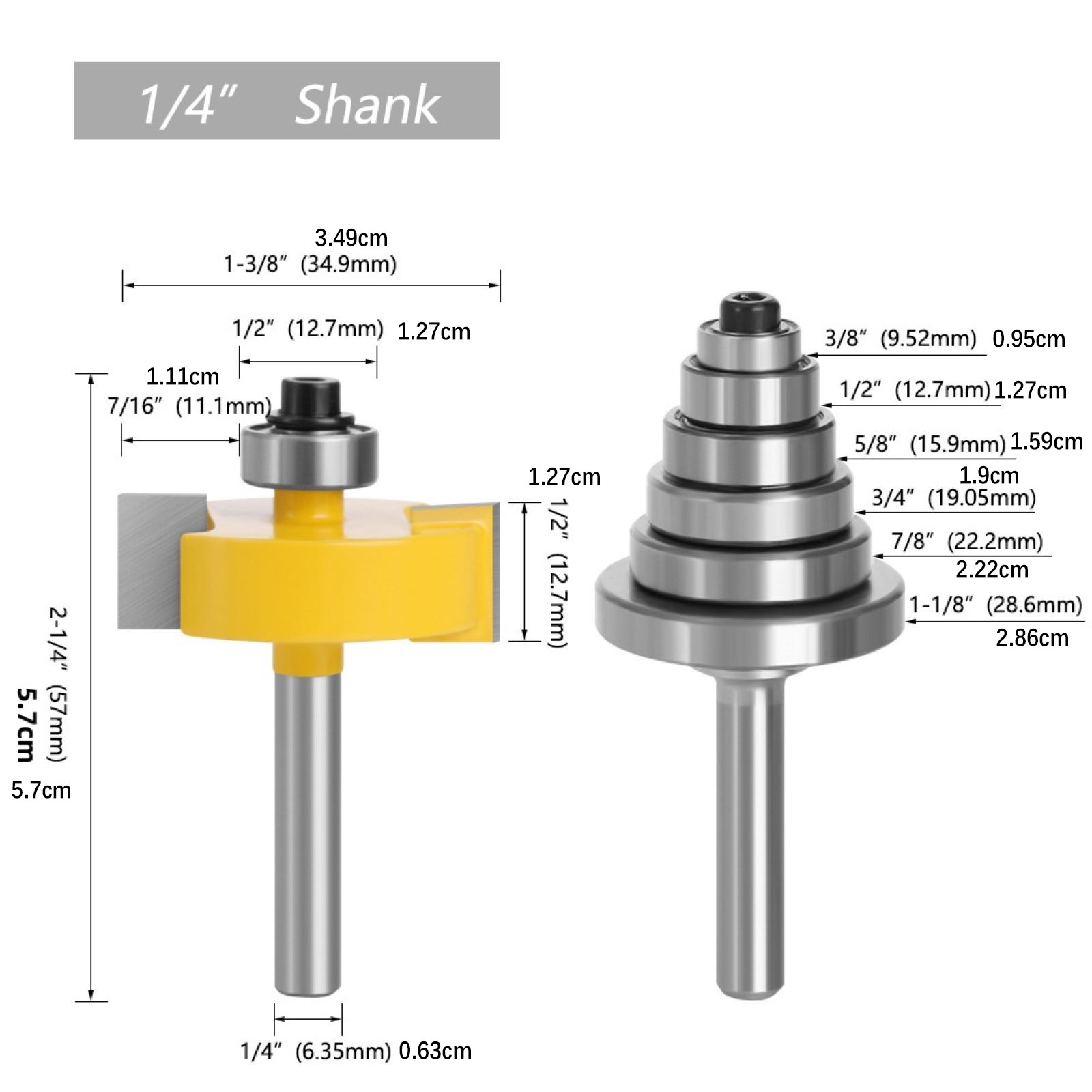 Rabbet Router Bit Set used on electric wood routers or engraving machines