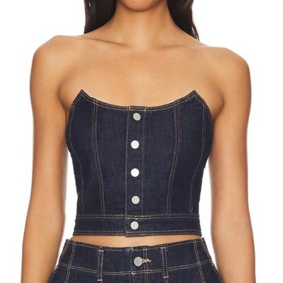 NWT ABRAND Angel Bustier in Rinse Denim Size S