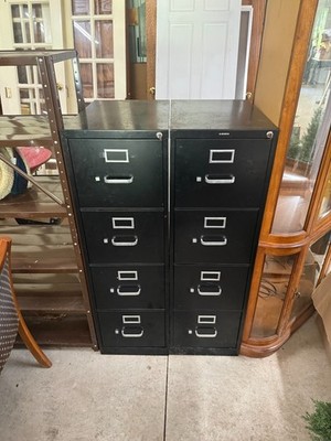 2-HON * 4 Drawer Black Metal Locking Vertical Filing Cabinets