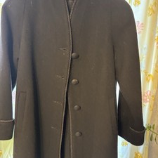 JaD Vtg Wool Black Overcoat Black Trim Whimsigoth Capsule Classic L Petite/12