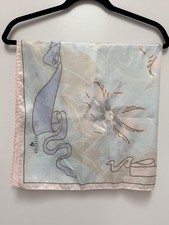 Vintage Georgiou Abstract Pink Floral Silk Scarf 30  Square