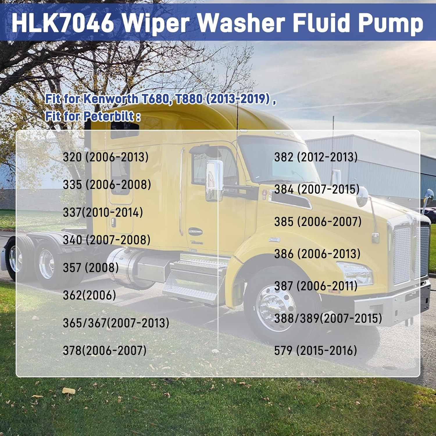 Truck Windshield Wiper Washer Fluid Pump, Fits for Kenworth T680 T880 and Fits f