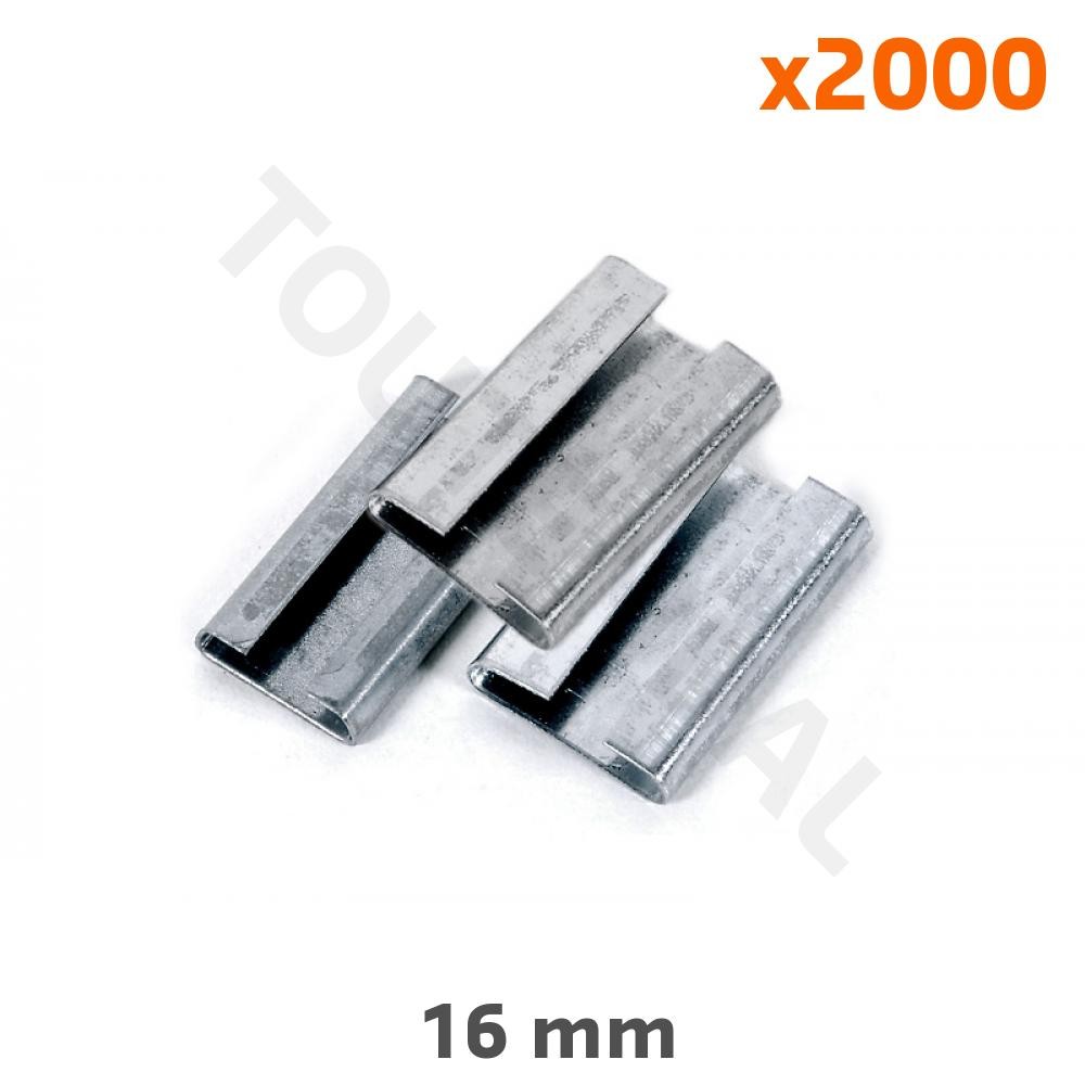 Chape pour feuillard acier 16 mm en boite de 2000 pieces pour cerclage