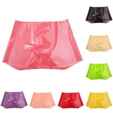 Latex Rubber Boxer Briefs for Men Seamless Underpants Panties Low Waist Safety