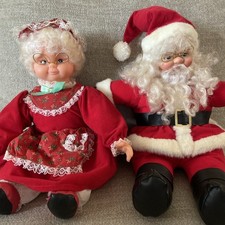 Santas Best Stuffed Plush Toy Dolls Santa Claus 18 And Mrs Claus Vintage