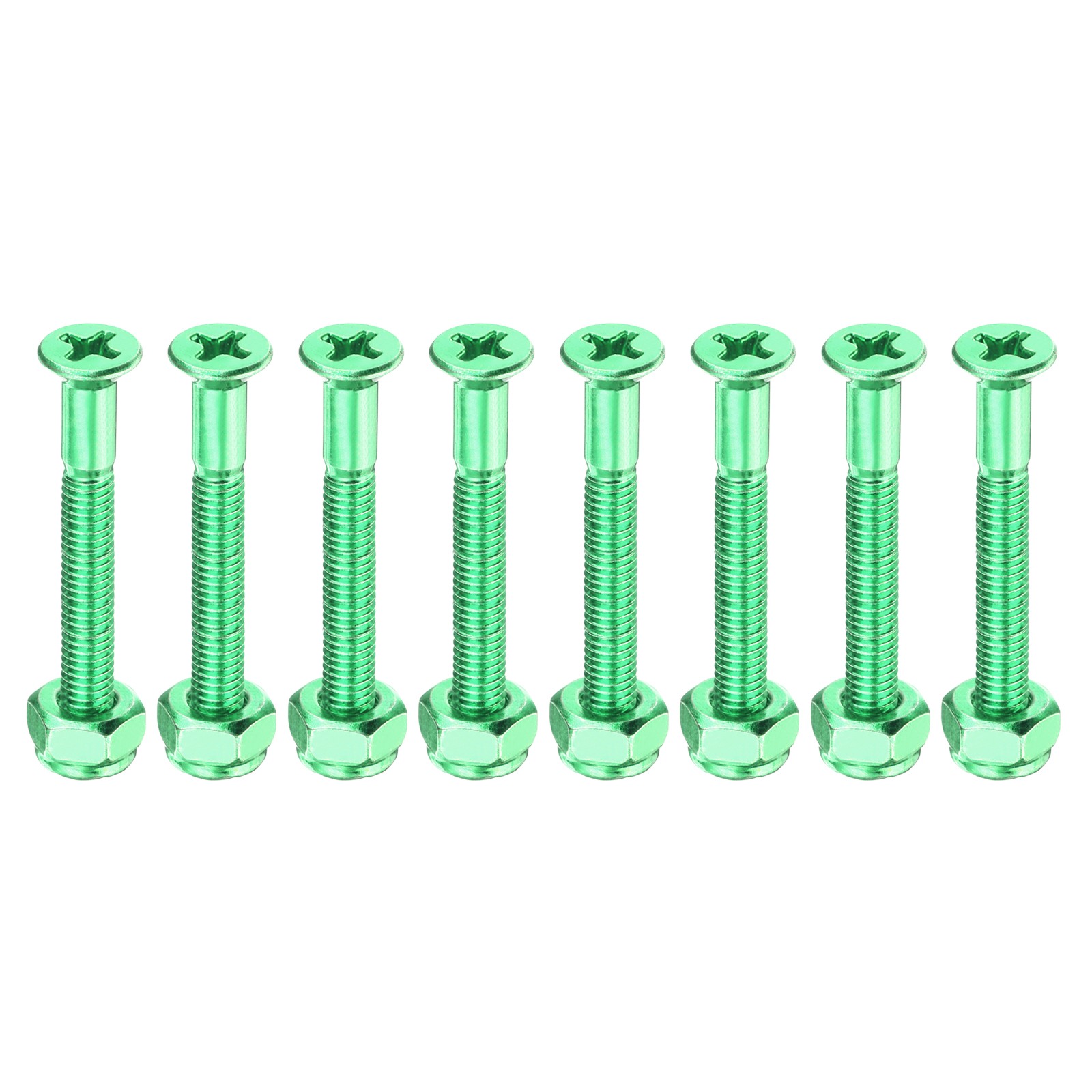 Mounting Hardware 1.5" Carbon Steel Skateboard Screws, Green