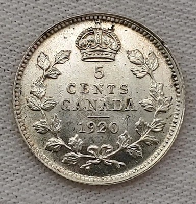 1920 Canada 5 Cents BU Gorgeous Luster Eye Appeal Stunning Example