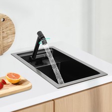 Single Bowl Kitchen Bar Sink Hidden Drop-in Kitchen Sink with Folding Faucet New