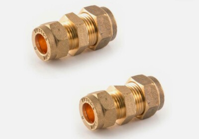 MESSING REDUZIERKLEMMVERSCHRAUBUNGEN 2 x GAS KUPFER ROHR ADAPTER 10mm auf 8mm