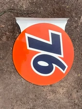 PORCELAIN UNION 76 ENAMEL SIGN 18X18 INCHES DOUBLE SIDED WITH FLANGE