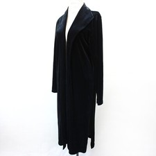 Chico's Black velvet Open Front Long Jacket Cardigan Size 2 Large Made in USA