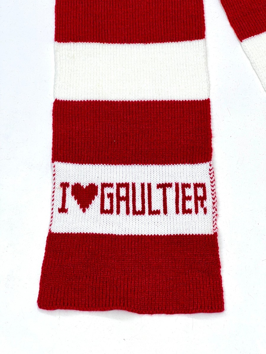 Jean Paul Gaultier Scarf Red & White Striped Unisex Adult 