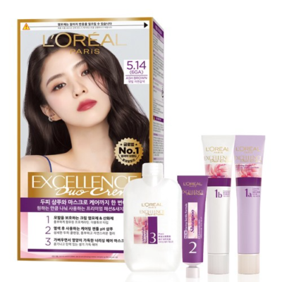 L'Oréal Paris Excellence Duo Cream Hair Dye, No. 5.14 Ash Brown