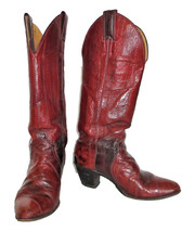 Vintage Justin Cowboy Boots 5 1/2B Women Brown Eelskin Cowgirl Western