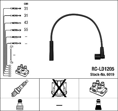 6019 NGK Ignition Cable Kit for LADA