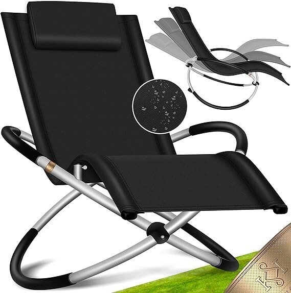 Chaise longue de jardin inclinable grise pour balcon et bord de piscine