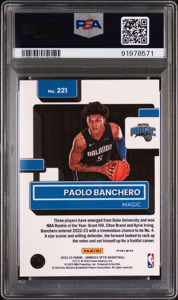 2022 Panini Donruss Optic Paolo Banchero RC #221 Purple Prizm PSA