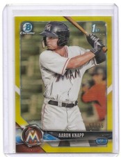 2018 Bowman Chrome Aaron Knapp Canary Yellow Refractor Card /75 Miami Marlins