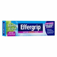 Effergrip Denture Adhesive Cream  Extra Strong Holding Power  1.5 oz (Pack - 1)