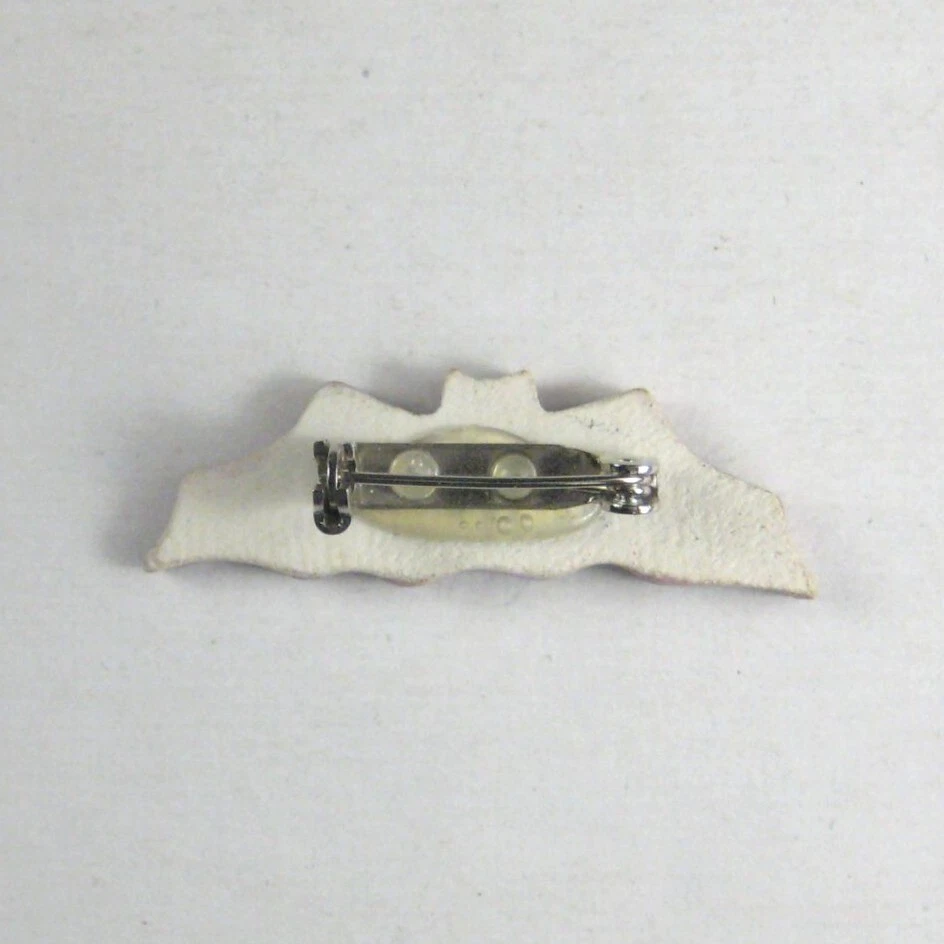 Broche prendedor de cerámica esmalte púrpura murciélago joyería Foto 3 de 4