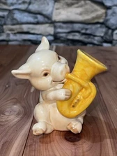 Vintage Goebel Ceramic Pig Playing Euphonium Baritone, 4”, West Germany, EUC