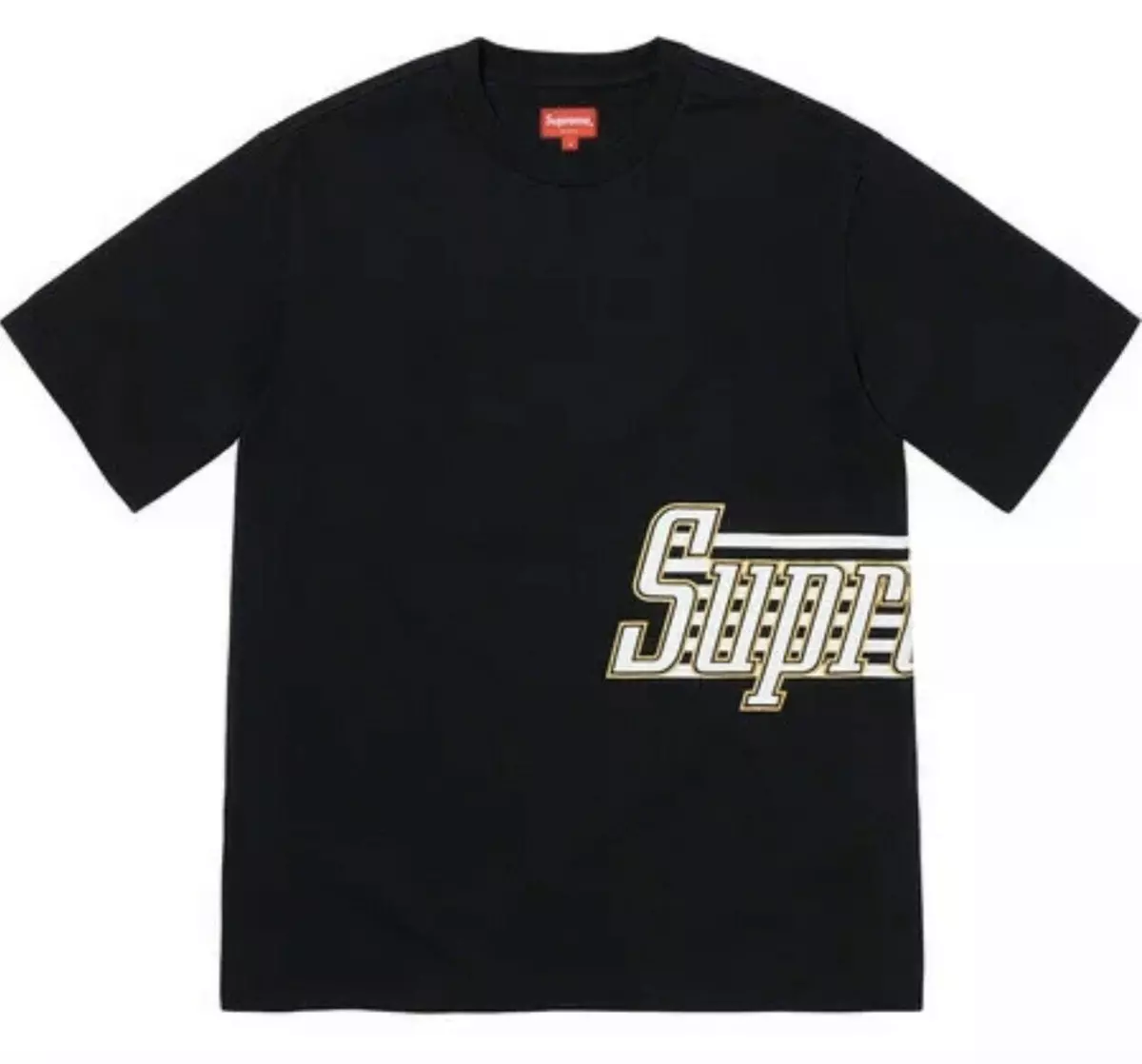 SUPREME SIDE LOGO SS TOP Sz. Large Black T shirt Brand New