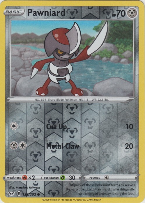 Reverse Holo Pawniard Common 133/202 Sword & Shield Base Pokemon TCG