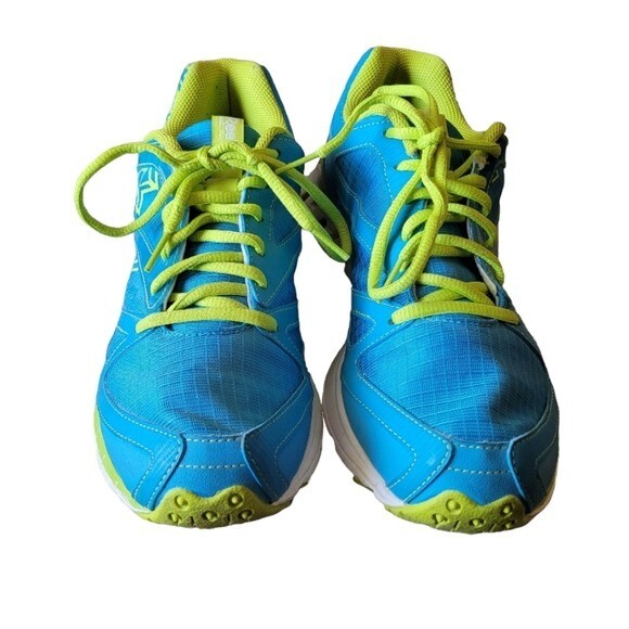 Reebok Blue and Lime Green Zigtech Athletic Running Shoes