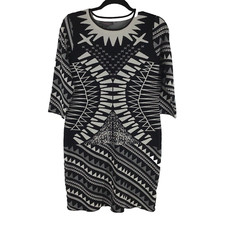 Women's Sweaters Dresses Medium Black White 3/4 Sleeve Bodycon Aztec Print