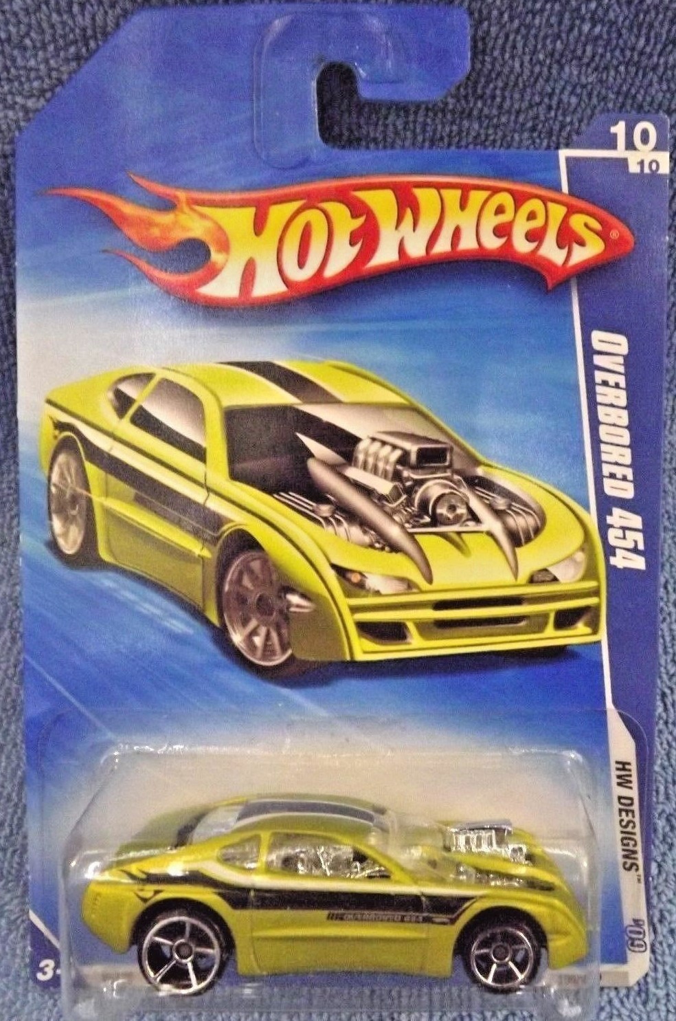 2009 Hot Wheels #106 HW Designs 10/10 OVERBORED 454 Satin Green w/OH5 Spoke Whls
