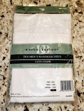 Vtg KB Knight  Bridge 10 PACK Men's Handkerchiefs White All Cotton SEALED 