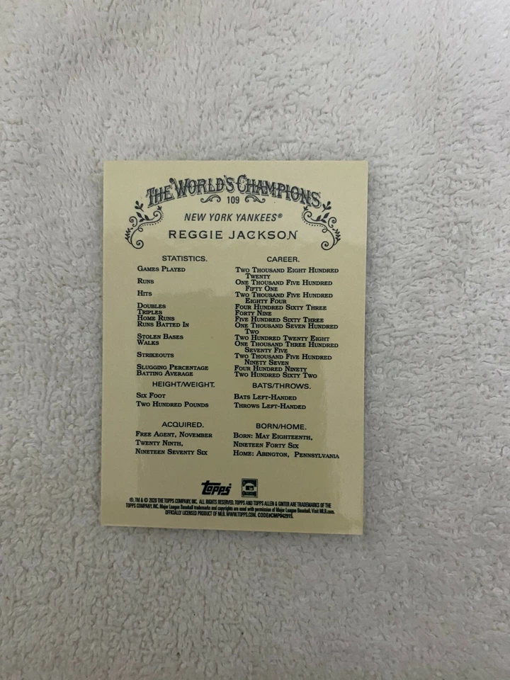 2020 TOPPS CHROME ALLEN & GINTER REGGIE JACKSON #109 - Image 2 of 2