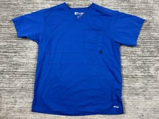Greys Anatomy Scrub Top Womens Medium Blue Active V-neck Short Sleeve