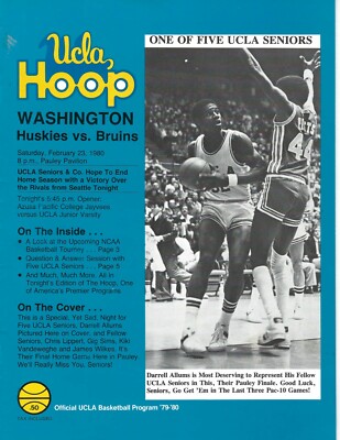 1980 2/23 basketball program UCLA Bruins v Washington Huskies - Main Image