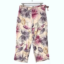 Tommy Bahama Vintage Silk Crop Pant Tropical Hawaiian Vacation Resort Size 10