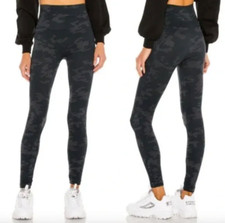 Spanx Look At Me Now Camo Seamless Leggings Pull On Black Gray Womens Medium