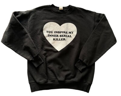 Inner Serial Killer Sweatshirt Black Size Medium Men s Heart Graphic Crewneck 