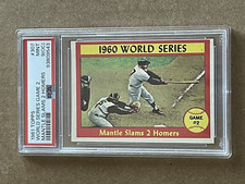 1961 MICKEY MANTLE TOPPS WORLD SERIES SLAMS 2 HOMERS #307 PSA 9 MINT (OC)