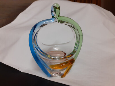 Mstisov Czeck Glasschale Korb Rhapsody Frantisek Zemek Glaskunst  Vintage 