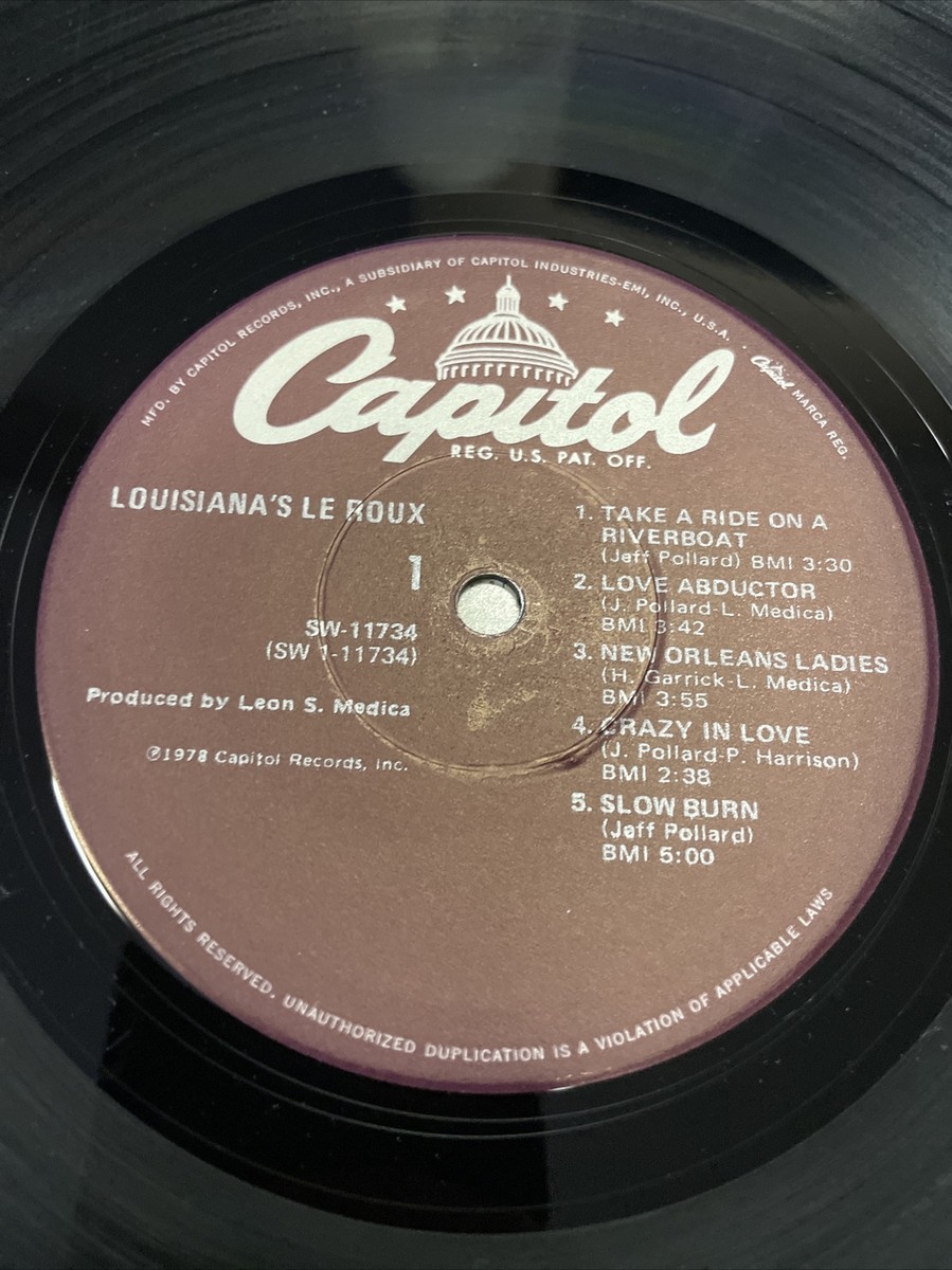 LE ROUX Louisiana's LeRoux Vinyl LP 1978 Capitol Records SW