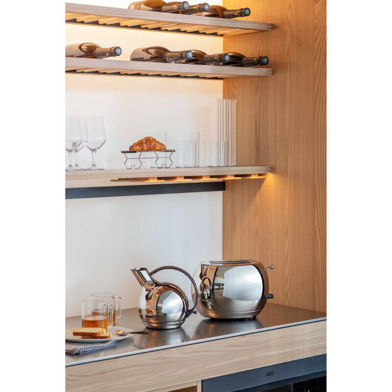 Bugatti Italy Romeo Toaster and Giulietta Kettle Set Chrome