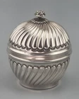 Decorative Tea Caddy Confectionery Box Silver 900 Gilt Silver Tin Rose (113)