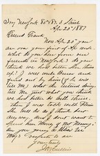 1887 Handwritten Letter by John K. Cullen to Friend Frank NYC Business Talk