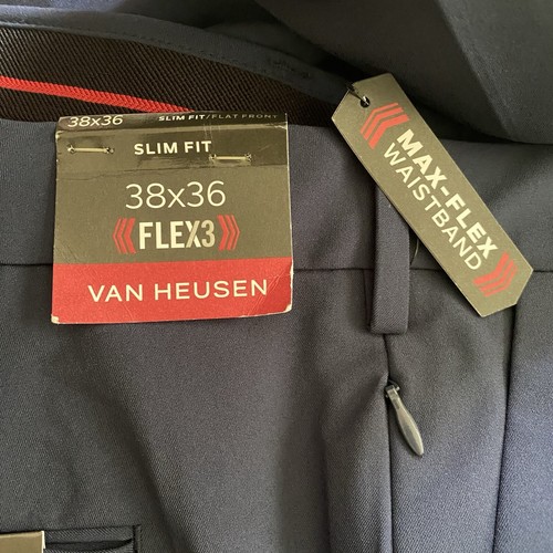 NWT Van Heusen FLEX3 Comfort Slim Fit Stretch Flex Waistband Pant Men’s 38 x 36 - Picture 4 of 13